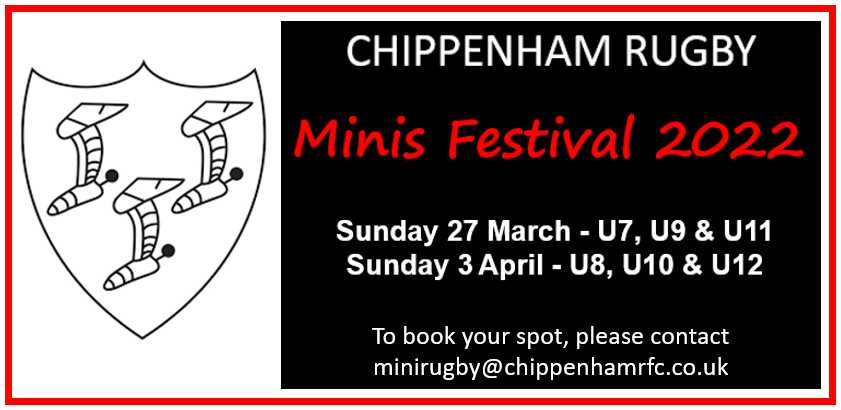 ChippenhamRFC's tweet photo. Mini Chip Fest 2022 - Its not long now and we're getting excited!!
Book your team in NOW - #MiniChips #RugbyFamily #Chippenham https://t.co/I69k6ShBlt