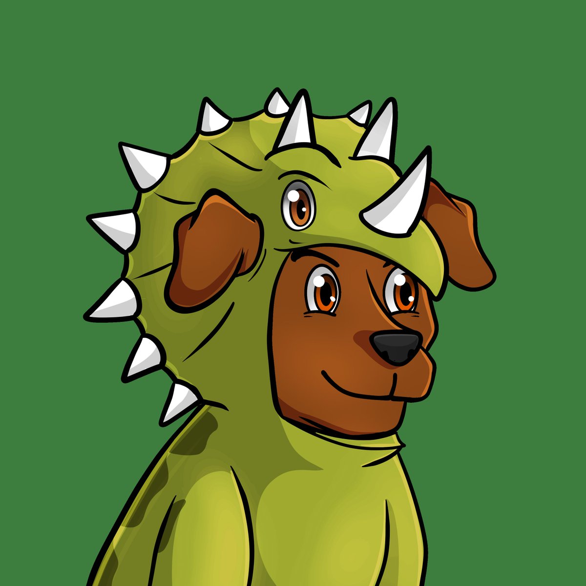 DinoDogsNFT's tweet photo. The first epic species in Juruffic Bark...  the TRICERAPAW! ⚔️

Follow to see the rest of the epic costumes! 😊

A portion of proceeds will go to dog shelters. https://t.co/CfWad0SfJk