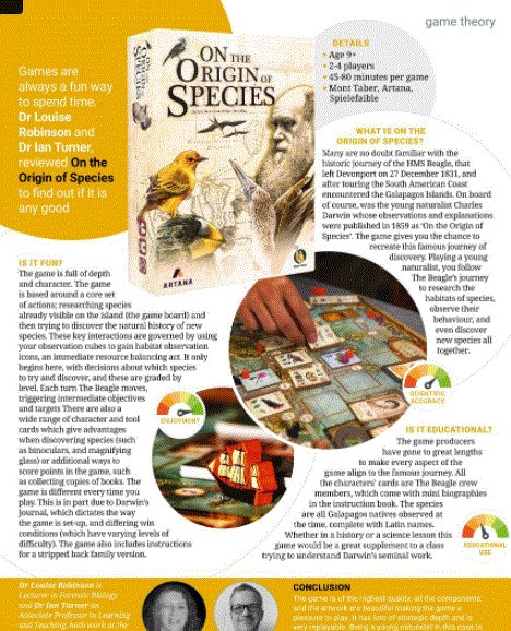 Our w/<a href="/Doc_R_/">Dr Louise Robinson</a> 20th #GameTheory <a href="/laboratorynews/">Laboratory News</a>  column is out reviewing On The Origin of Species - Read here on page 39 bit.ly/3CeyrL1 #GameBasedLearning