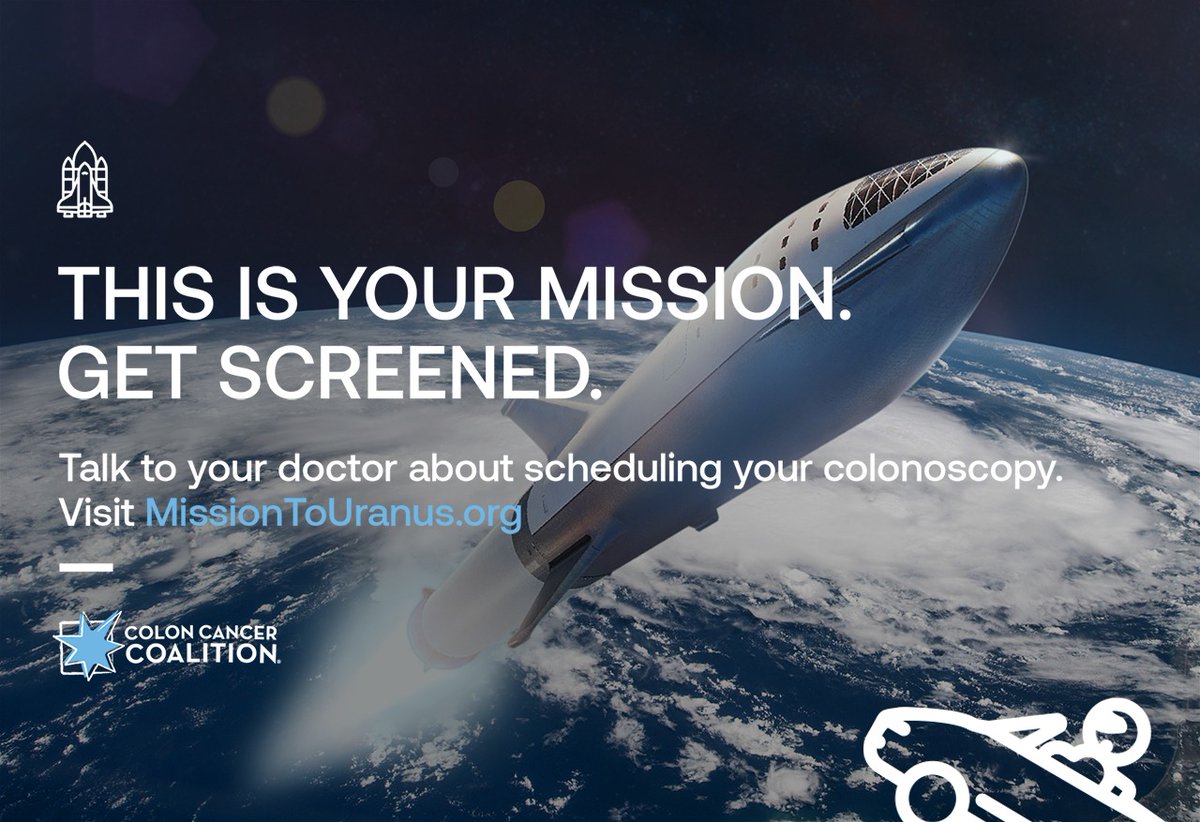 ColonCancerCoal's tweet image. 🚀Mission To Uranus is a go, @blueorigin! Are you interested in enlisting @JeffBezos? 9 in 10 beat colon cancer when caught early with a colonoscopy. #CheckYourColon #Colonoscopy bit.ly/3p7OoNU RT and Join #MissionToUranus