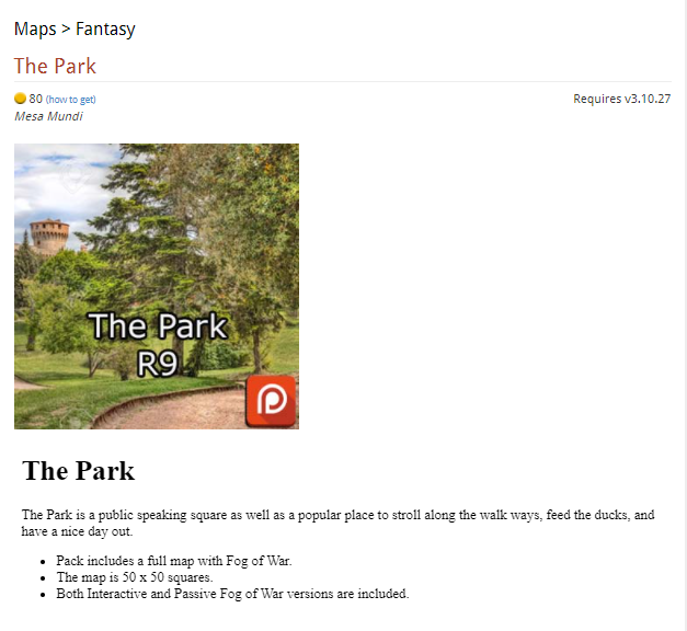 d20pro's tweet photo. The Patreon asset 'The Park' is now live on the marketplace.
https://t.co/TPGKMTQDaC #map #DnD #pathfinder  #tabletop https://t.co/vduSyoHD3A