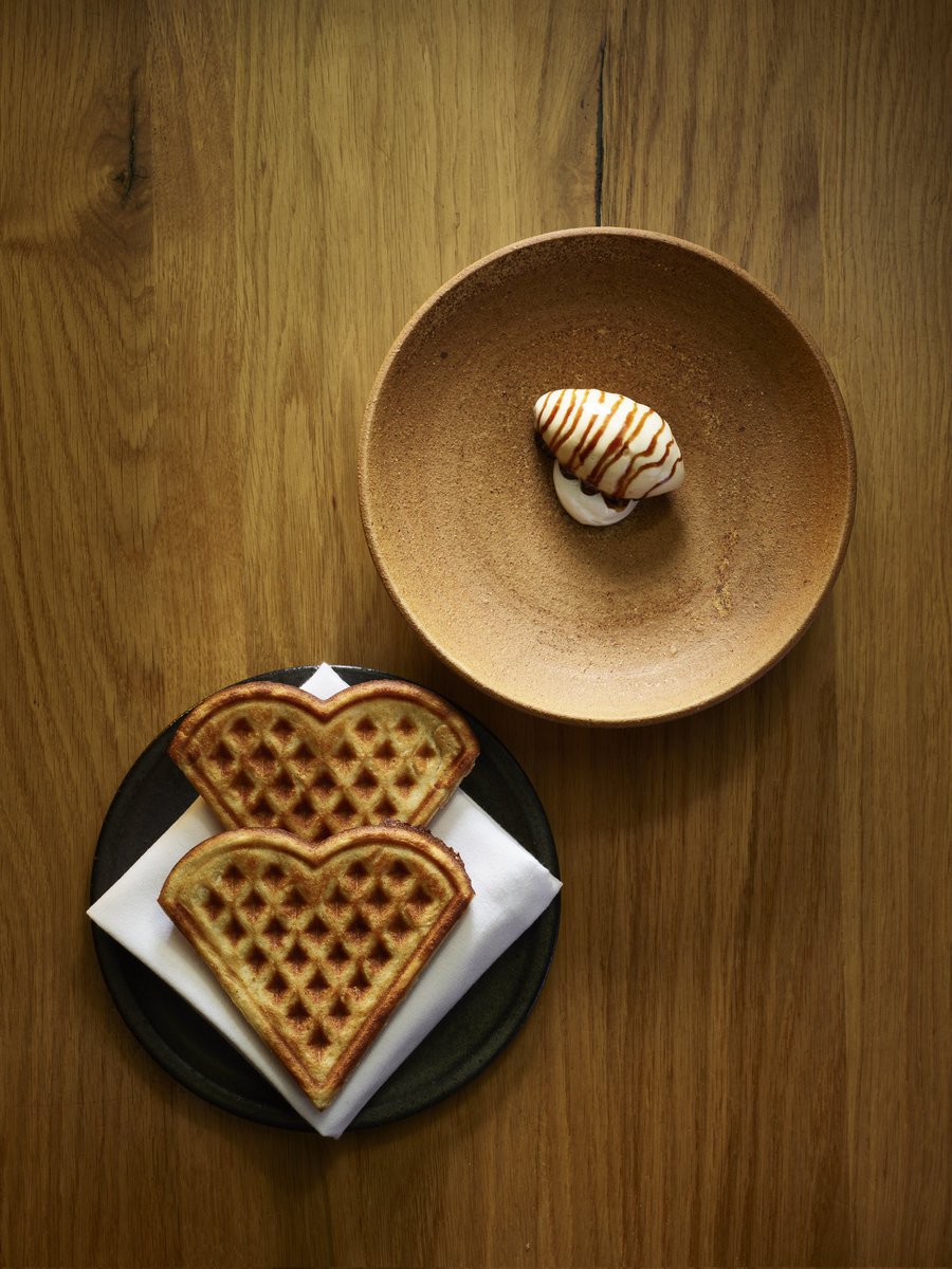Waffles with brown butter ice cream and Pedro Ximénez syrup from this evening's menu.