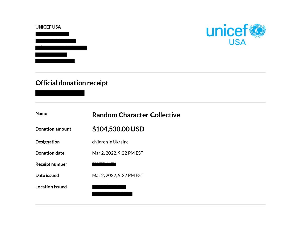 The first ~$100,000 from the RCC Charity Fund has been sent to <a href="/UNICEFUSA/">UNICEF USA</a> - Children in Crossfire of Ukraine Crisis
🇺🇦🇺🇦🇺🇦