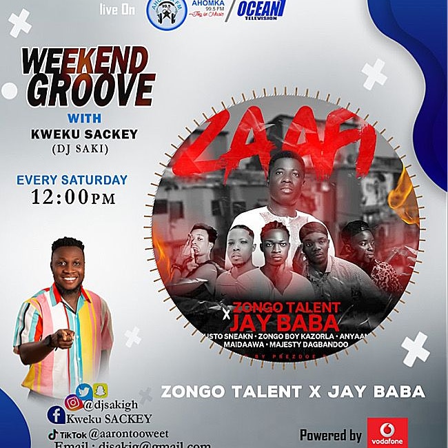 Catch all the Zongo Talents Zongo Boy Kazorla, @dcanyaana, Mai Daawa ,Musto Lallana, Majesty live on Ahomka FM/Ocean1 TV as they premier #Zaafi Feat. @real_jaybaba  this coming Saturday with @DJSAKIGH 📻

#MediaNews
#WeGlobalNow
#YoungestPromoter