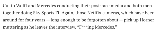 I truly despise this man. There's no need 4 things 2 ever get nasty like this. I hate that he keeps getting airtime to spew his resentment everywhere. Its not entertaining, its not good for the sport. It is the very opposite in fact. F1 sullies itself by entertaining him