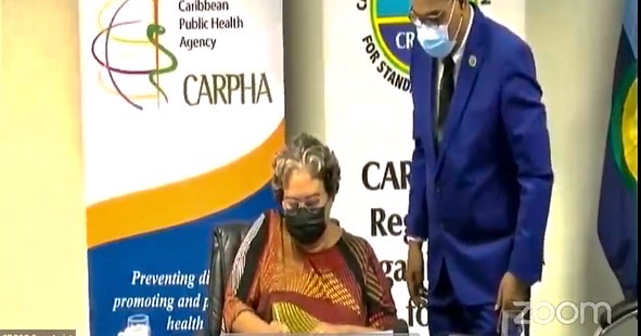 Happy to formally have this partnership between <a href="/crosqcaricom/">CROSQ</a> and <a href="/CARPHA1/">Caribbean Public Health Agency (CARPHA)</a>, securing the development and implementation of the 7 #Caribbean-wide #health #safety and #environmental (HSE) #hospitality #standards of the #Caribbean #tourism industry 👏🏽👏🏽