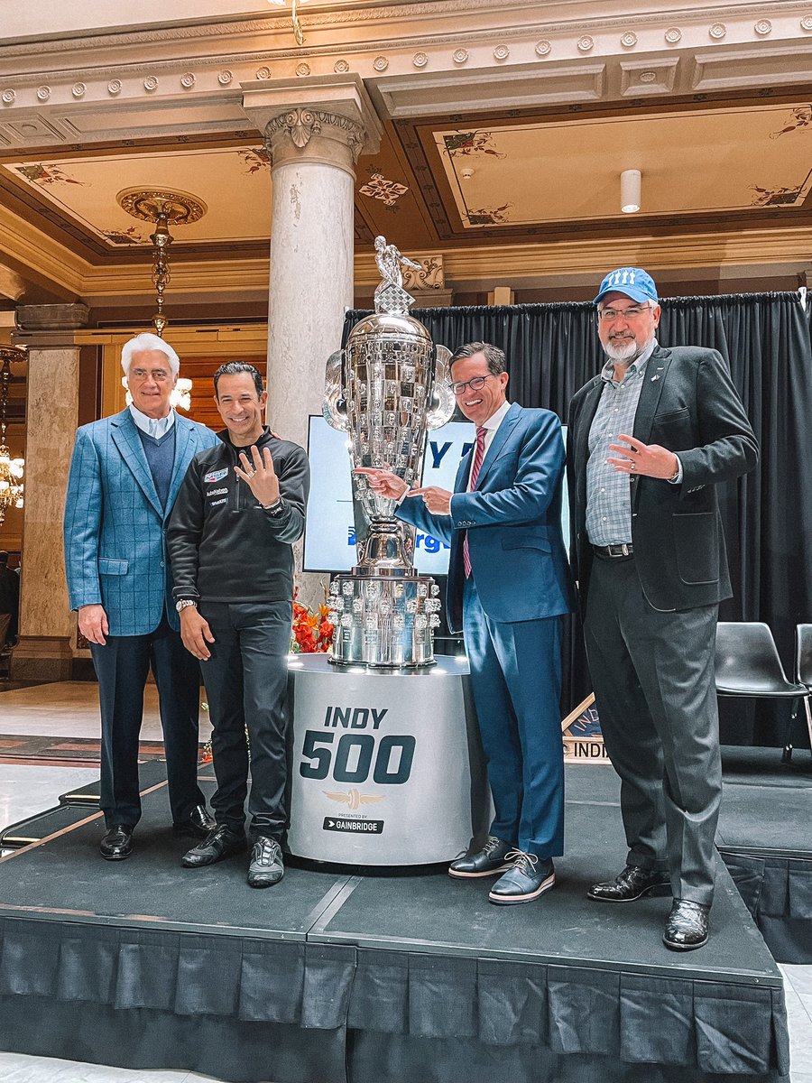 Congratulations to four time #Indy500 winner <a href="/h3lio/">Helio Castroneves</a>! 🏎💨🏁 Only 87 days left until the 2022 Indianapolis 500–not that I’m counting. 🤩