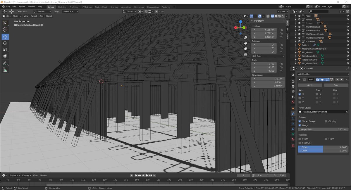 Now that the structure of the meadhall is about 80% finished, some great views are starting to emerge. An #OER #VR app complemented by a public-facing AGOL platform will make for an impressive and useful #DigitalHumanities project!
CC: <a href="/TimothyDArner/">Timothy D. Arner</a> <a href="/meDHieval/">Austin Mason (@meDHieval@mstdn.social)</a> <a href="/GrinnellCIEL/">Grinnell College Immersive Experiences Lab (GCIEL)</a>