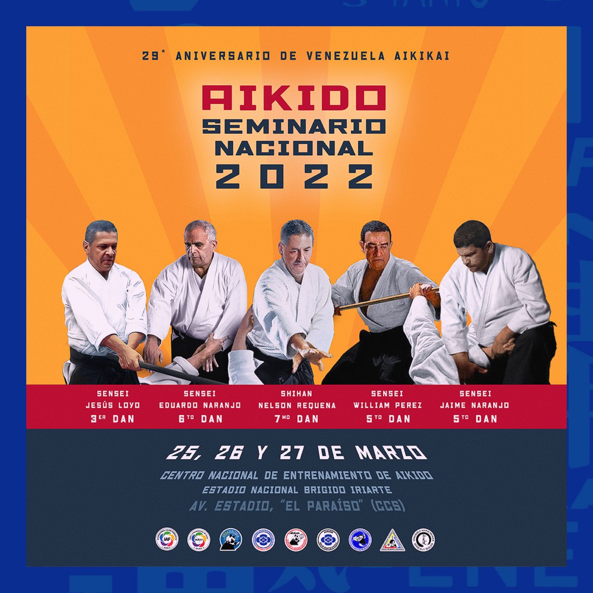 Invitamos a todos los aikidokas a nuestro Seminario Nacional 2022 🎉. Del 25 al 27 de Marzo 🗓️, en nuestro Centro Nacional de Entrenamiento, con todas las medidas de bioseguridad. 
-
¿Te gustaría participar?
-
👉🏼 Escríbenos al 0414-3279389 para más información.