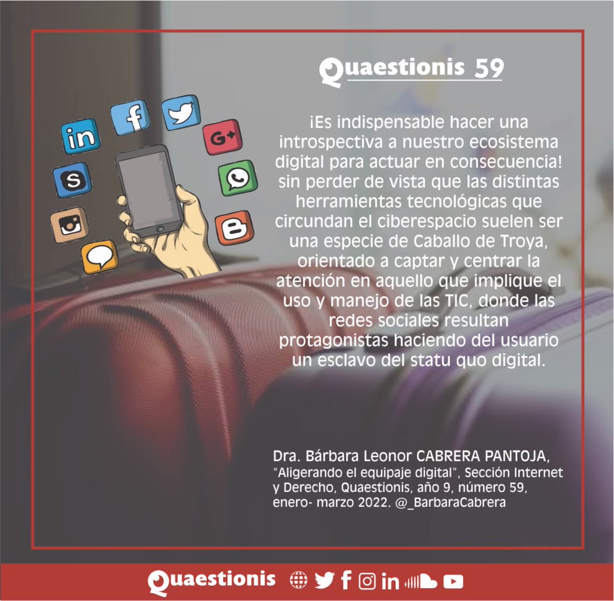 _BarbaraCabrera's tweet photo. 📌 Así lo digo en mi artículo «ALIGERANDO EL EQUIPAJE DIGITAL» 👉 https://t.co/TBVg7tbGbe publicado en la sección Internet y Derecho de la Revista @QuaestionisMx

#RevistaQuaestionis #Q59 #ElArteDePensar #9años https://t.co/FmDWfmUJ70