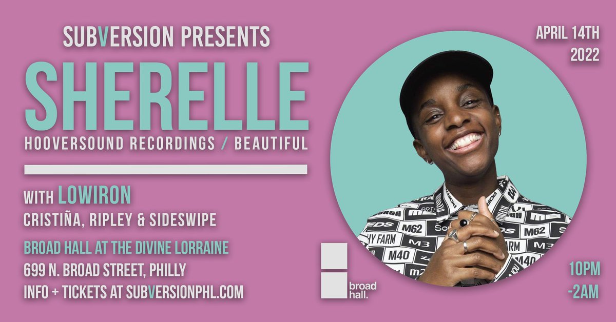 Third time is the charm! <a href="/iamsherelle/">SHERELLE 🌐</a> in Philly Apr 14th 2022. All previous tickets will be honored. We’re grateful for everyone’s patience and flexiblity. Come tear it up with us! Support from Low Iron, <a href="/cristinyyya/">C R I S T I Ñ A</a> <a href="/laripley/">dj ripley</a> @djsideswipe.