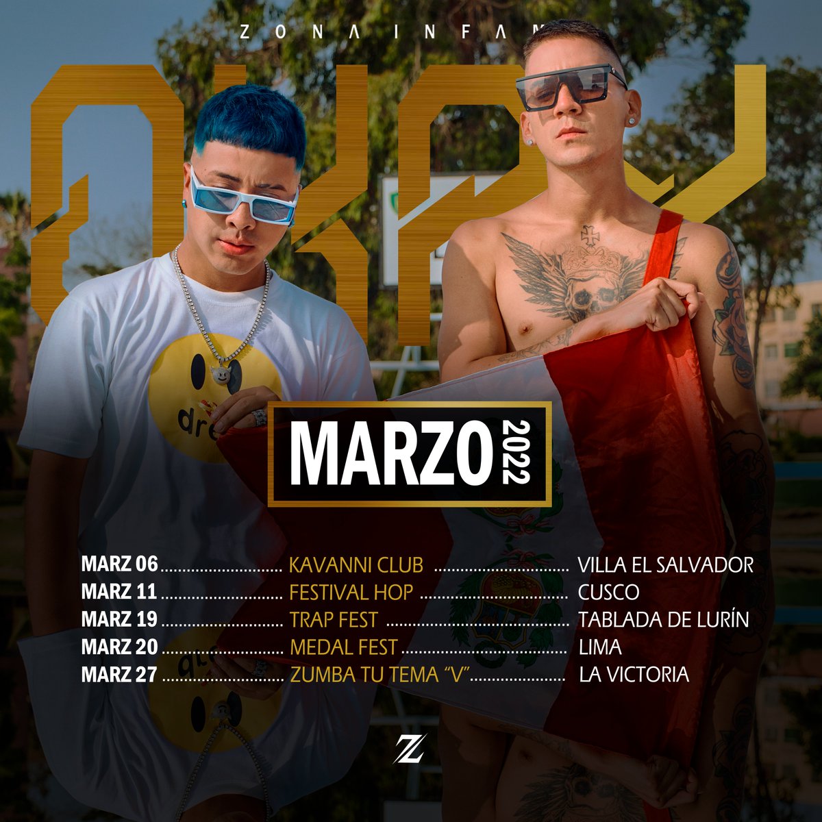 zona_infame's tweet photo. Nos fuimooos!!! 𝐌𝐀𝐑𝐙𝐎 2022 ✈👌😈🔥
"Estamos okayyy sin freno sin break" 🎶
#ZonaInfame #Okay #Jops #Klibre #Perú https://t.co/zYiyn43QGJ