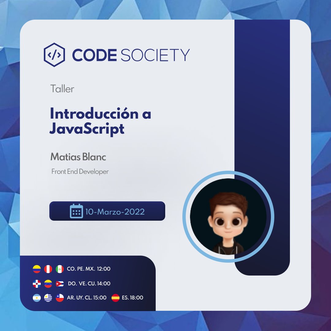 mblanc_dev's tweet image. Taller práctico introductorio a JavaScript
Me ayudas con un RT?
Link: discord.gg/nwvh7Q39u2?eve…