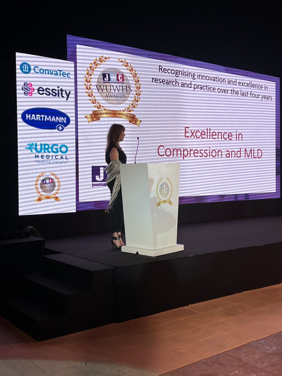 The next prize, Excellence in Compression and MLD, is presented by Sophie Gardner, Editor of British Journal of Nursing (BJN) #WUWHS2022 <a href="/JWCeditor/">Journal of Wound Care</a>