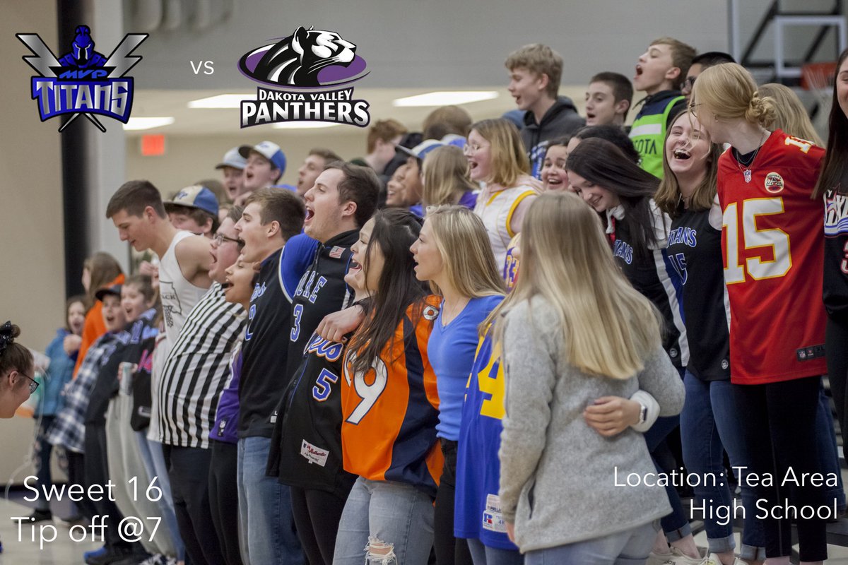 Sweet 16! Come out to Tea and support the Lady Titans as they take on Dakota Valley!
Theme: USA
Fan bus leaves Plankinton at 4:30 and Mt. Vernon 4:50.