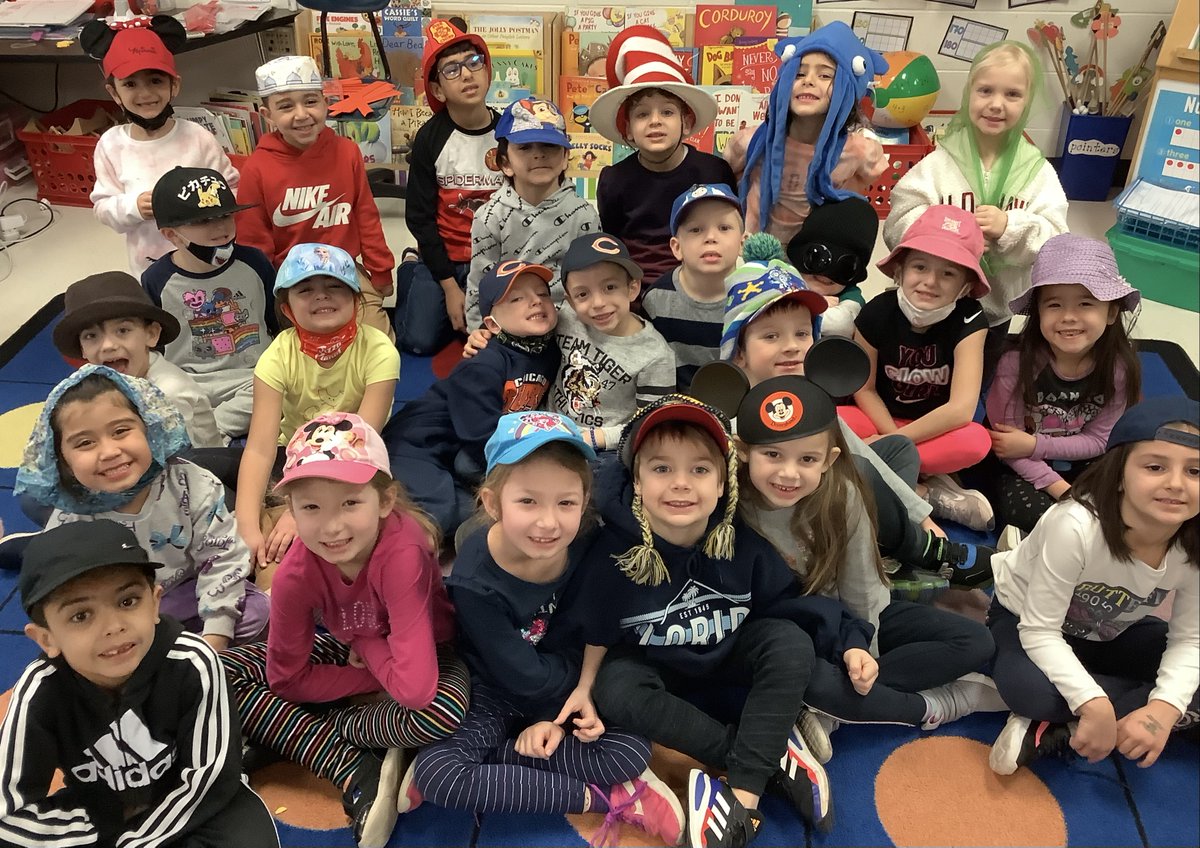 Hat Day in Kindergarten! <a href="/OSD135/">Orland District 135</a> <a href="/Prairie_Hawks/">Prairie School</a> #DrSeussWeek