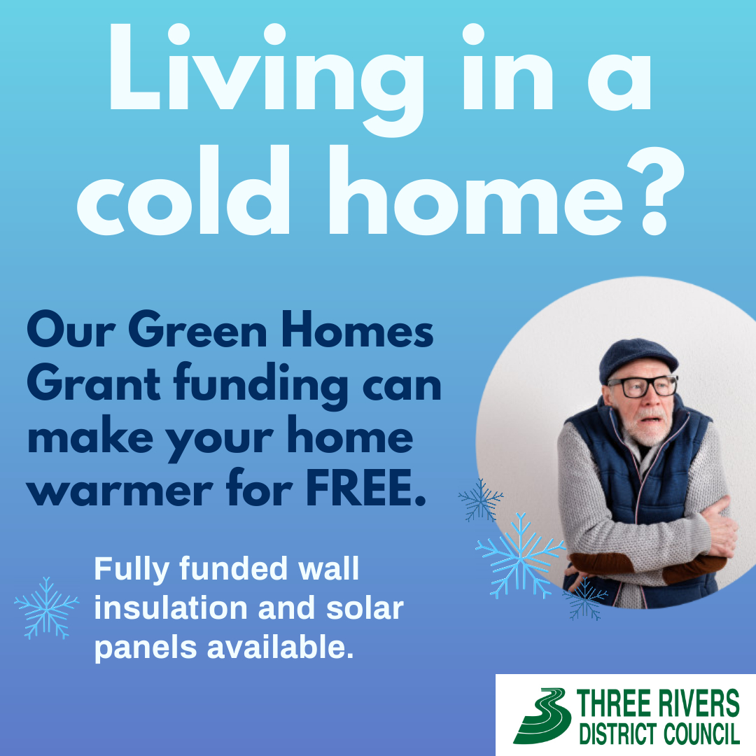 Feeling cold at home? The Council’s #GreenHomesGrant scheme can help you keep warm for less. 

Under the scheme, eligible Three Rivers residents can get energy-saving home upgrades, such as insulation, for FREE.

#HomeSweetHome #SaveMoney#RisingBills #ClimateChange