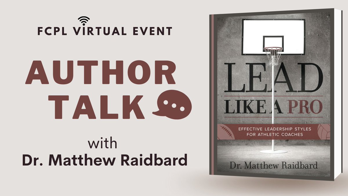 Do you coach sports, #Fairfax? Want to do it better? Join us virtually March 16 at 6:30pm for a presentation by <a href="/coachraidbard/">Matthew Raidbard</a> on his book "Lead Like a Pro: Effective Leadership Styles for Athletic Coaches." Learn more and register: bit.ly/Mar16_LeadLike… #coaching #leadership