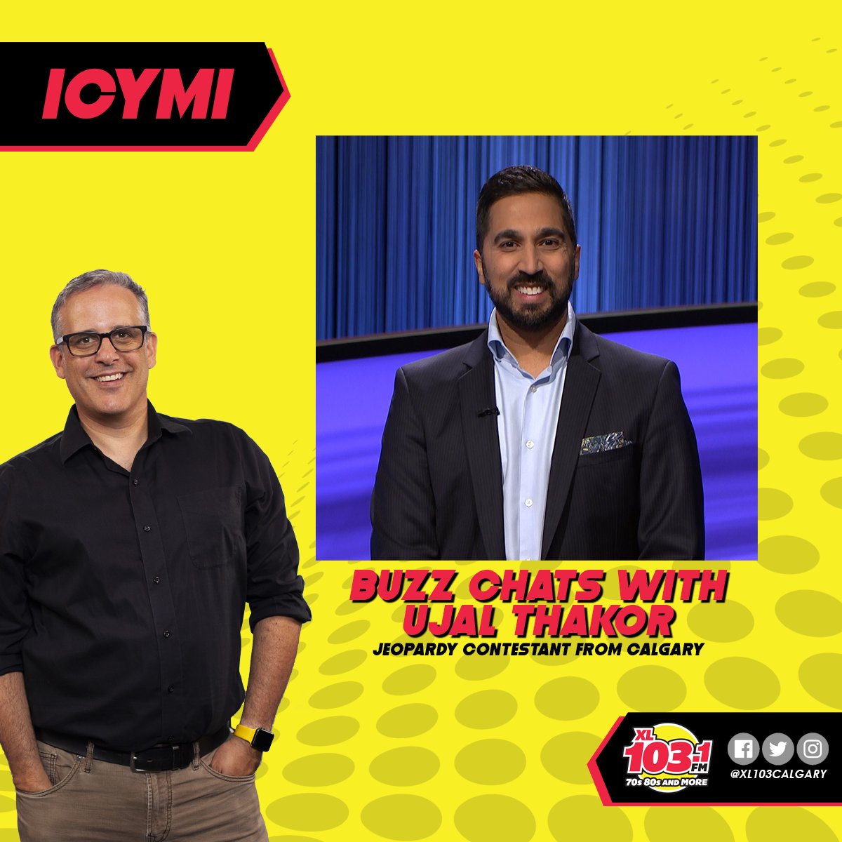 ICYMI: <a href="/buzzbishop/">Buzz Bishop</a> caught up with Calgary's <a href="/UjalThakor/">Ujal Thakor 🆒️</a> - recent contestant on <a href="/Jeopardy/">Jeopardy!</a> 

Ujal talked how he prepared for the game show, and even took on our #ThousandDollarMinute

Listen: facebook.com/XL103Calgary/v…