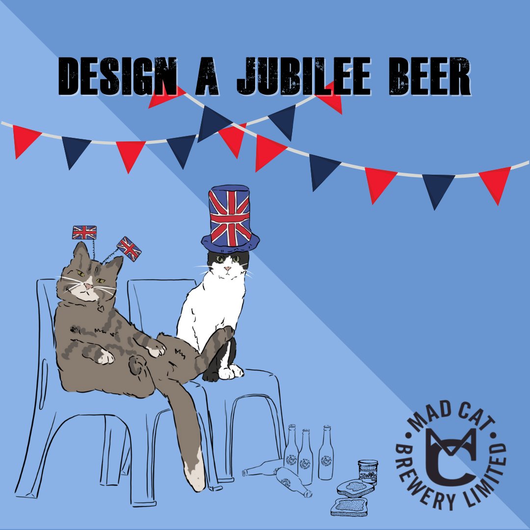 🎉🎉COMPETITION TIME 🎉🎉
Ever wanted to be a brewer?  We are running a competition where you can help us create a special brew to celebrate the Queen's Platinum Jubilee. 

For full details of how to enter, please visit madcatbrewery.co.uk/mad-cats-jubil…