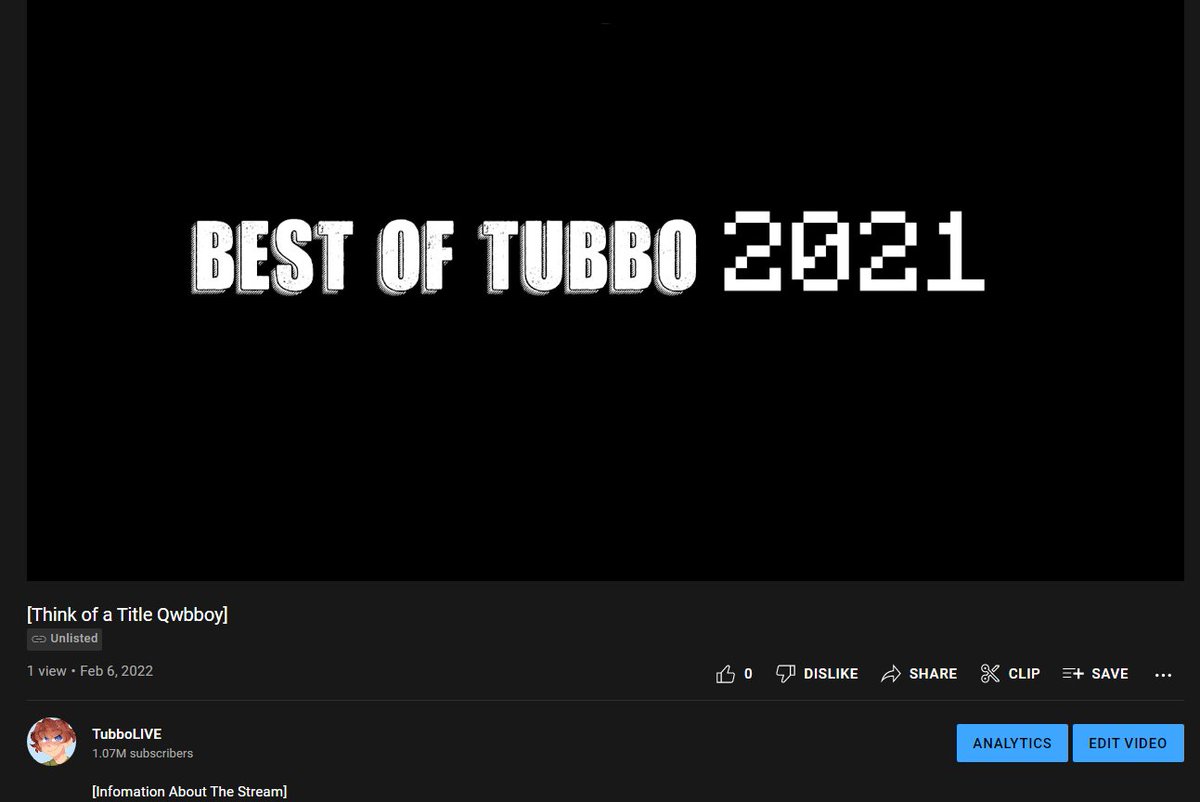 WHY DID TUBBO UPLOAD THE BEST OF TUBBO 2021 VIDEO ONTO THE VODS CHANNEL SECRETLY