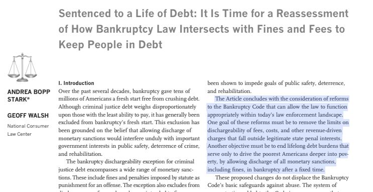 NCLC4consumers's tweet photo. Sentenced to a Life of Debt, by Andrea Bopp Stark &amp; Geoff Walsh @NCLC4consumers, proposes changes to the U.S. Bankruptcy Code, including the discharge of #FinesAndFees that serve a revenue-generating purpose &amp; time-limiting #CriminalJustice debt. @ucpress https://t.co/mm3q0kirOl https://t.co/0YVuLWwKRP