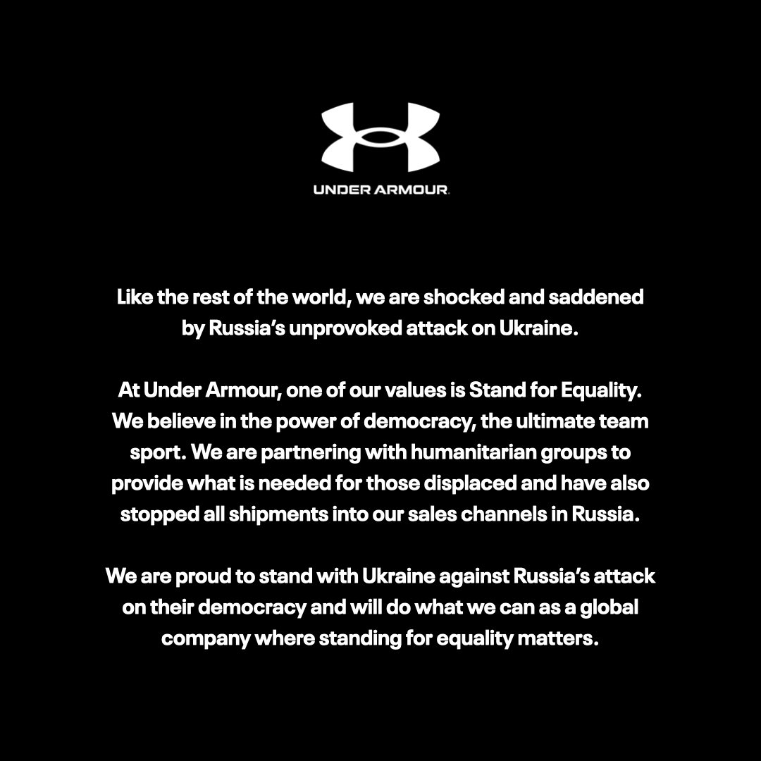 Southpaw Technology on Twitter: "Shout out to UA for their clear messaging and stance. 🇺🇦 #OpenSource #underarmour #tactic_software" /