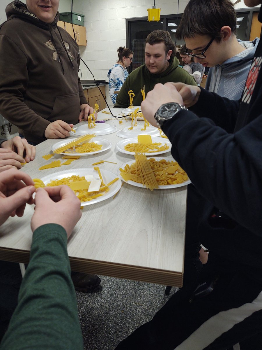 Fall Creek Vet Science students learning about the skeletal system by creating models of animal skeletons using pasta. #inquiry #gocrickets <a href="/fccrickets/">Fall Creek School District</a>