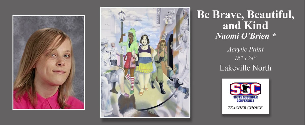 LakevilleAreaPS's tweet image. Four Lakeville Area students received high honors for their works of art submitted to the 2022 South Suburban Conference Visual Arts Exhibition. Congratulations to Naomi O’Brien and Ava Blascziek of LNHS and Alinne Jimenez and River Woehrle of LSHS. buff.ly/3tpGel9.