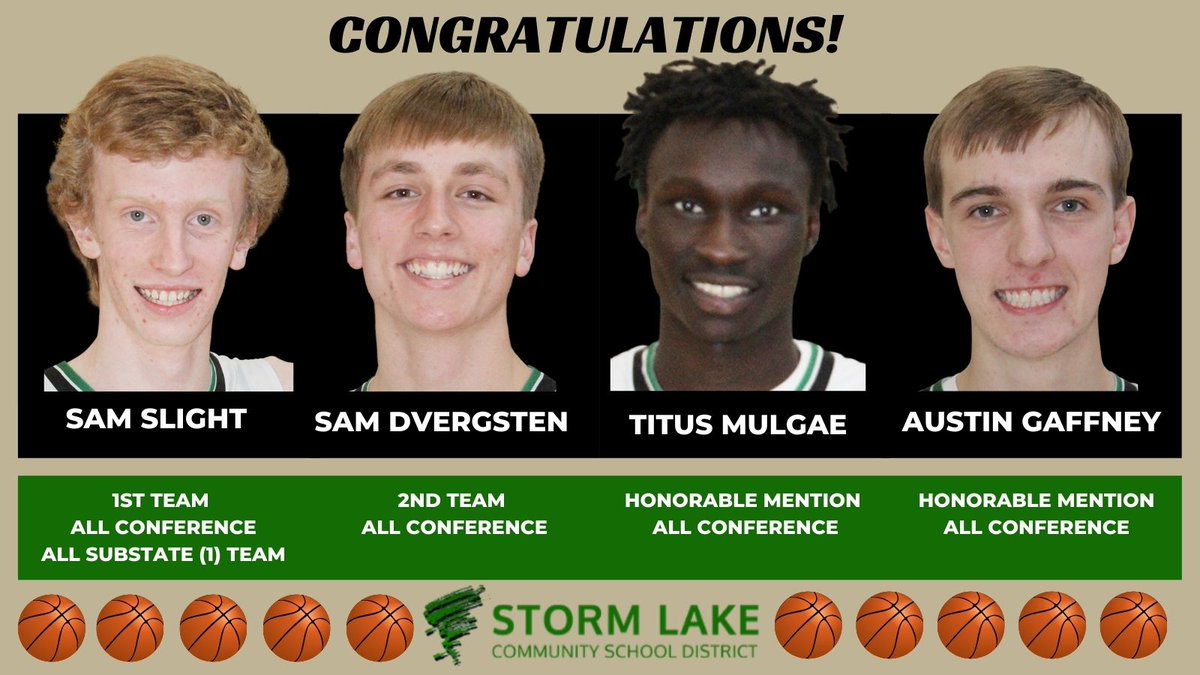 Congratulations to these Tornadoes on their postseason honors! <a href="/SLTornadoBBall/">Storm Lake Boys Basketball</a> #AmericasSchool