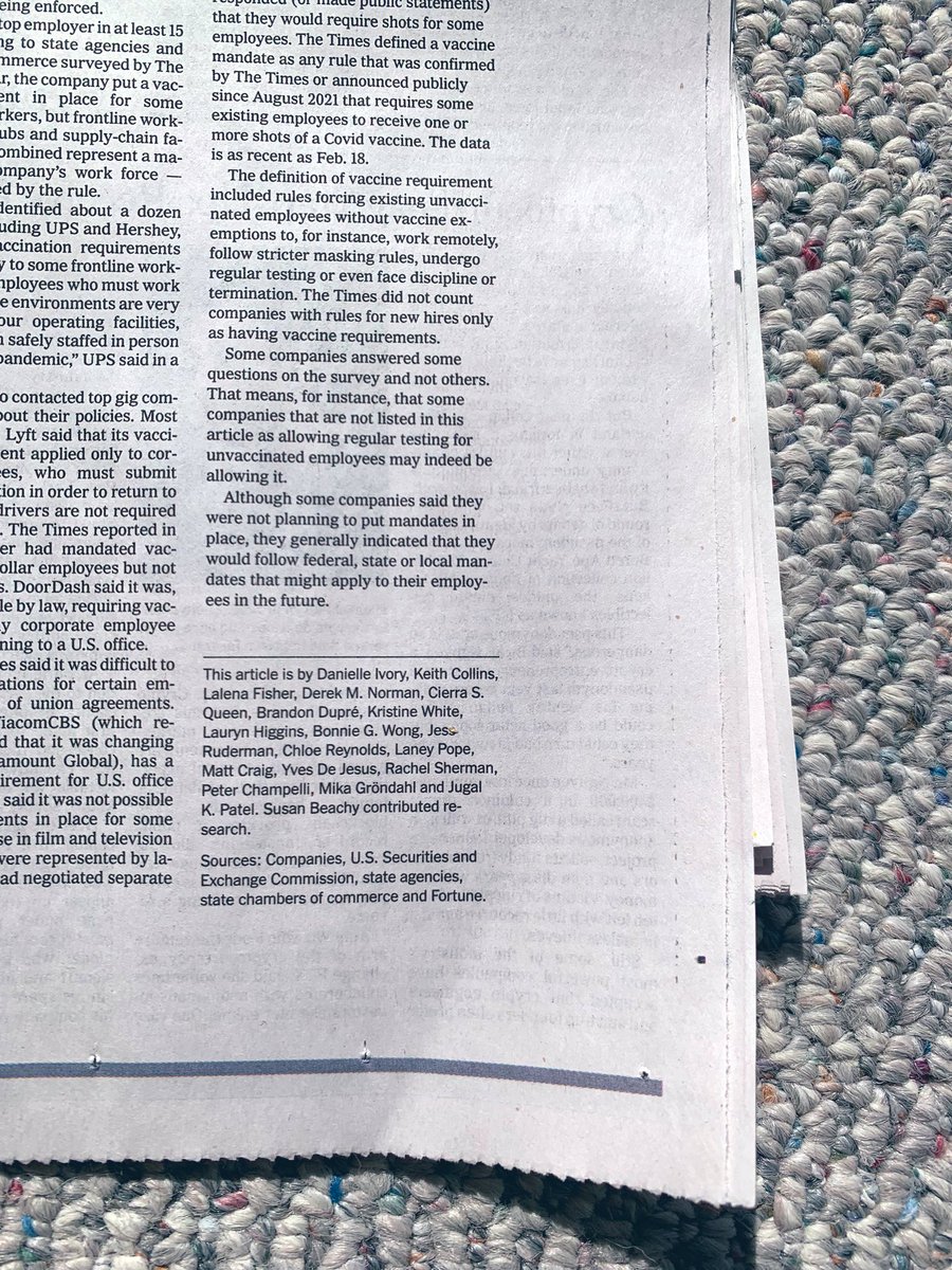 JessRuderman's tweet photo. gang’s in print today! check out our story on company vaccine mandates in the business section (sleeping dog not included) https://t.co/xKEEAWcGLn