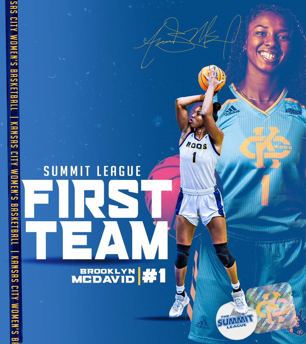 KCRoosWBB's tweet photo. 𝐒𝐔𝐌𝐌𝐈𝐓 𝐋𝐄𝐀𝐆𝐔𝐄 𝐅𝐈𝐑𝐒𝐓-𝐓𝐄𝐀𝐌

First time, First Team😎 Brooklyn McDavid has been named Summit League First-Team! 👏

#KCRoos // #UNcommon https://t.co/E9CCTkQ7P5