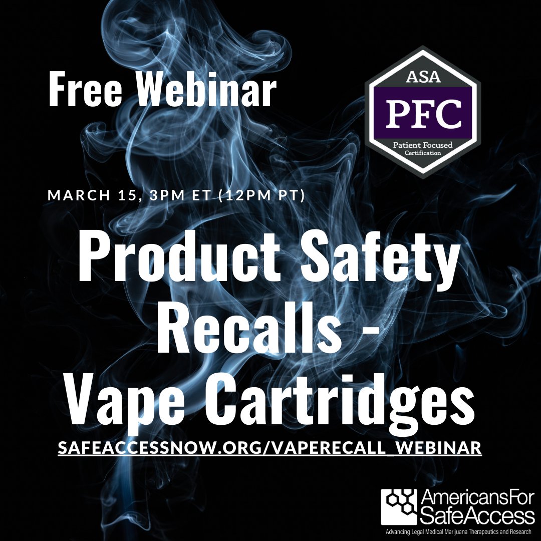 The issue of adulterants in #cannabis #vape products has once again resurfaced. Please join us for a free webinar on March 15, 2022 at 3pm EST/12pm PST as we discuss cannabis adulterants and how you can watch out for potentially harmful products. RSVP at lnkd.in/eRvU5gEi