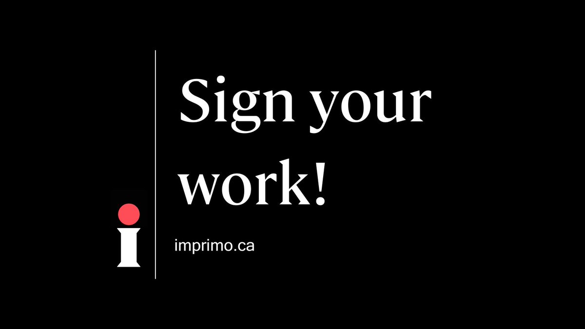 You like to promote your art online, but you dislike unauthorized use of your work damaging your reputation as an artist. Protect yourself with an Imprimo Digital Signature. 
Find out more <a href="/imprimoart/">imprimo</a> #canadianartists bit.ly/3szLT92