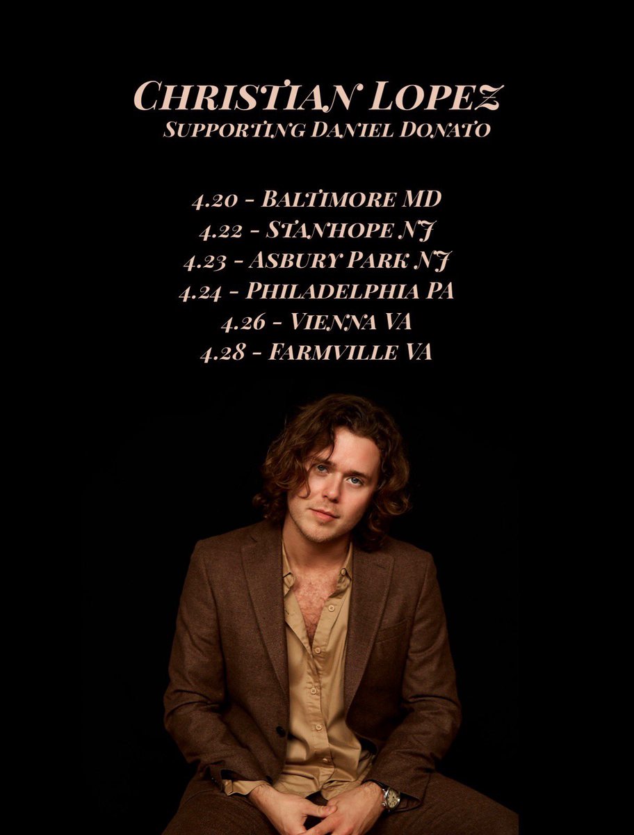 Stepping out solo to join <a href="/danieljdonato/">Daniel Donato</a> on his #cosmiccountry tour through the mid Atlantic next month. Join us in some of our favorite cities! Tix: christianlopezmusic.com/tour