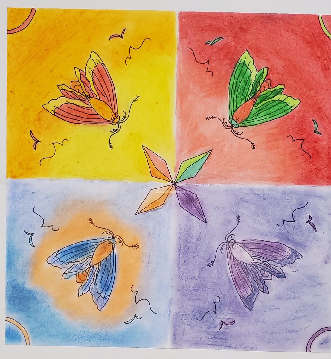 OakVisual's tweet photo. Our Grade 10 art studens have created some bright and visually interesting Colour Theory Abstrations - great work Oaks! @Oakridge_SS https://t.co/IR3ix4ah7H
