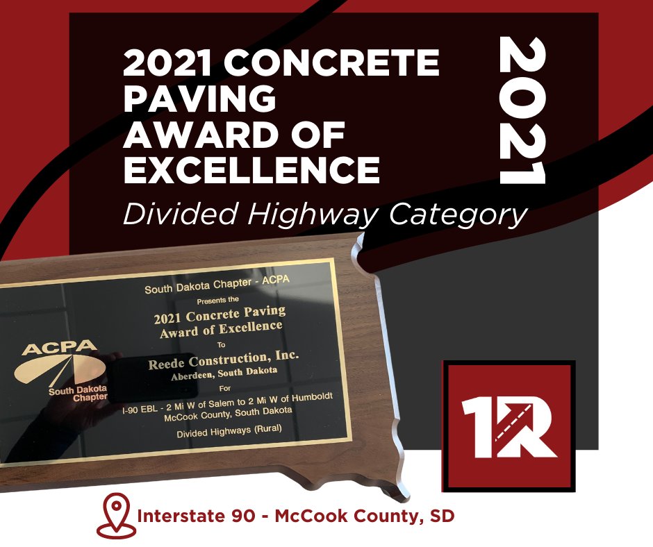 IncReede's tweet photo. 1/2 We couldn't be more proud of our team for the hard work on I-90 in McCook County near Salem, SD, that led to this award! @southdakotadot
#RCI #RCIRoadGuys #1R #RiseandShine #WeGet2 #Superior #KeepChoppinWood #GettinAfterIt #pavingtrain https://t.co/13pDJx8Kg6