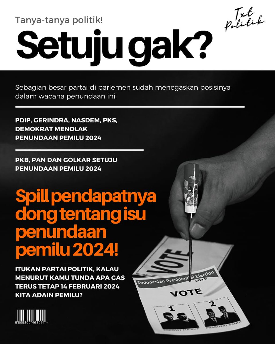 Setuju gak? Kalau pemilu ditunda~ 
Katanya gara-gara pandemi, masih kurang...