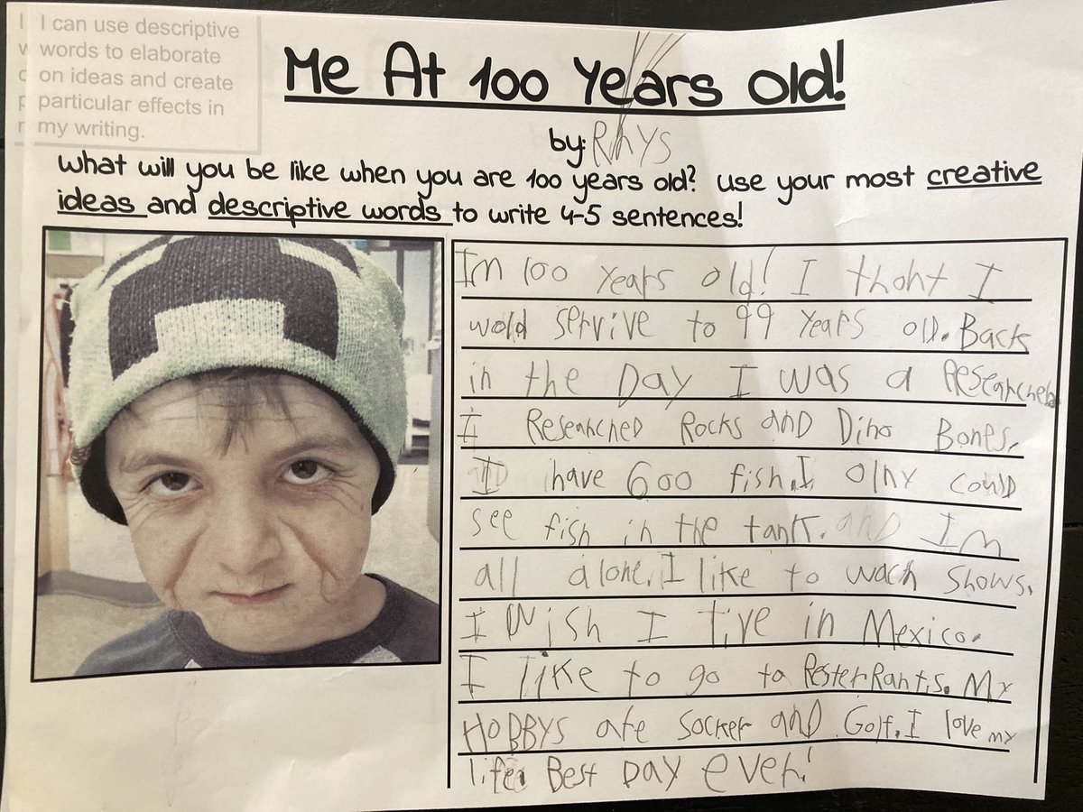 MsKJEdu's tweet image. It’s our 100th day of school today, and our 2Js are 100 years old! Read a few their biographic paragraphs!!! @WCPS72 @IREC1 @blackfalds #blackfalds