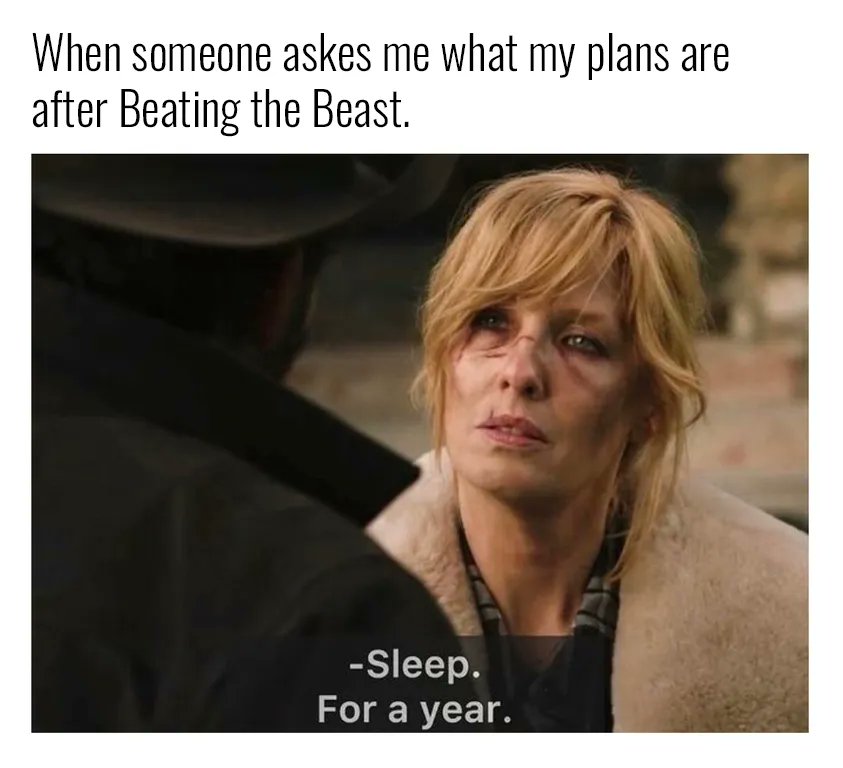 The only way to celebrate after crossing the Finish Line 😂 #BeastontheBay