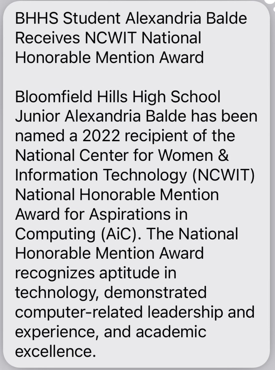 “CONGRATULATIONS ALEXANDRIA” as <a href="/BHBlackHawks/">BH Black Hawks</a> Alexandria Balde gets recognized for all of her hard work. CONGRATULATIONS on representing <a href="/bhschools/">BHSchools</a> @bhswatson