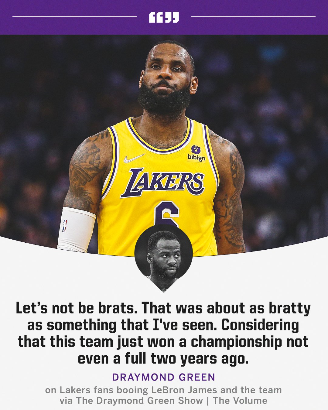NBA on ESPN on X: Draymond sounded off about the Lakers being booed by  their fans 😳 (via @TheVolumeSports)  / X
