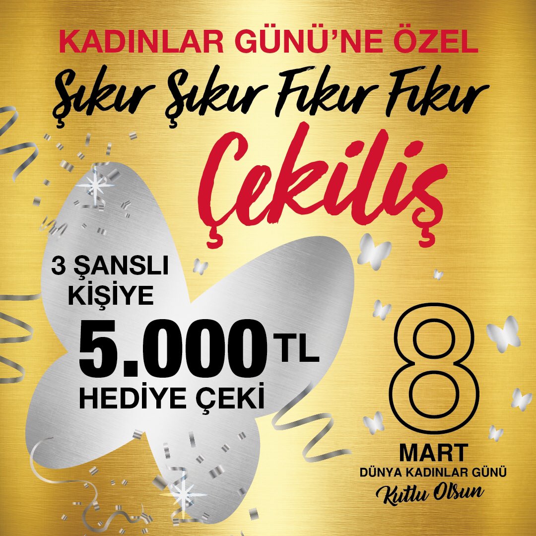 kelebekmobilya's tweet photo. 8 Mart Dünya Kadınlar Günü filmimizi;

Beğenin, RT yapın. Filmin altına Yeni Nesil Mahmure'nizi etiketleyin,  5.000₺ hediye çekinin sahibi olacak 3 şanslı kişiden biri olun!

Sayfayı takip etmeyi unutmayın. 😉

Son gün 15 Mart

#KadınlarGünü #çekiliş https://t.co/cvVIZF3ITj