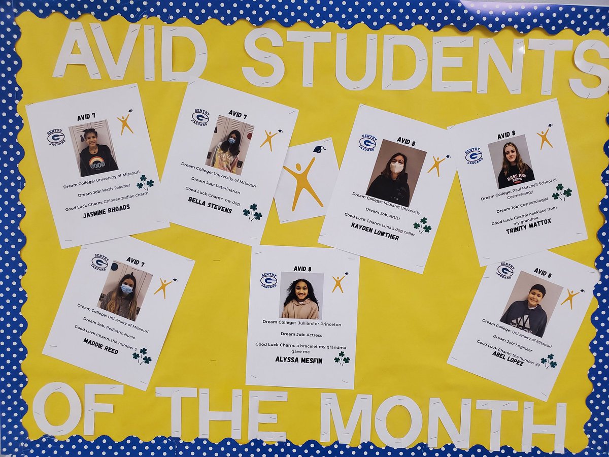 AVID8GMS's tweet photo. @GMSJags @CPSAVID @GMS_AVID7 new students of the month for March ☘️ we're lucky to have them! https://t.co/Pl0mt4XYQA