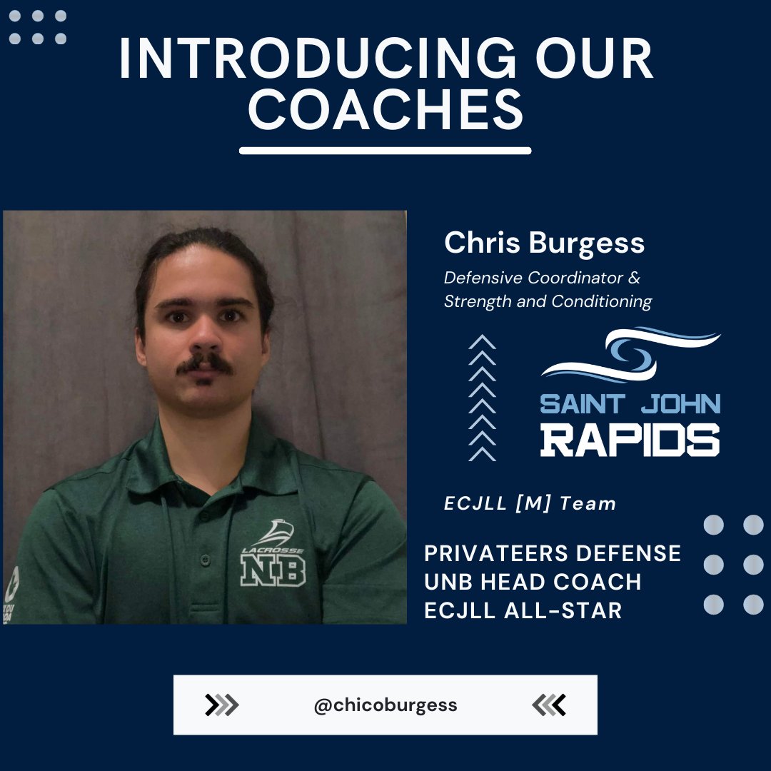 Introducing the Defensive Coordinator and Strength and Coonditioning Coach of our <a href="/TheECJLL/">East Coast Junior Lacrosse League</a> [M] Team Chris Burgess. Chris has a lot of experience as a player and coach in the ECJLL and can't wait to start this new chapter!
