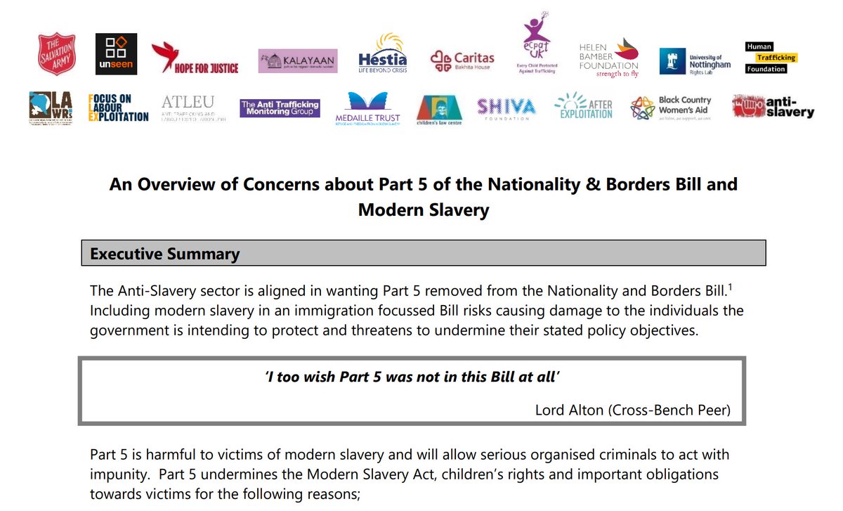 rightsbeacon's tweet photo. Our updated briefing with @HumanTraffFdn outlines on-going concerns with #nationalityandbordersbill. Today's meeting with partners & @UKHouseofLords Peers discussed concerns ahead of next week’s session on Part 5 https://t.co/15iBEgG6Wd #collaboration #partnership @kategarbers https://t.co/diiQUHNlFb