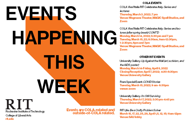 Rit Christmas Break 2022 Rit Liberal Arts On Twitter: "Ready For Spring Break? Here Are A Few Events  Happening This Week, Next Week, And The Week After! Come Check Out A Few Of  These Events Throughout
