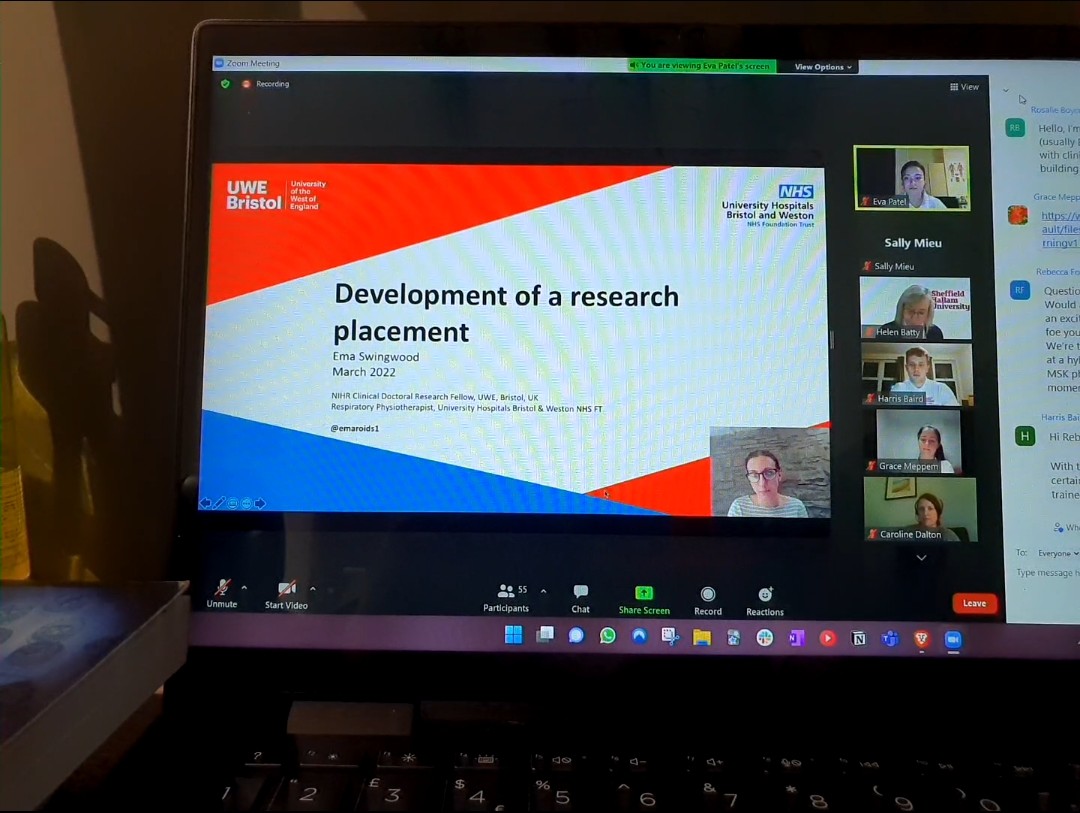 SallyMieu's tweet photo. Really enjoying this webinar on #AHP Reaserch placements, and the idea of incorporating research from the start of the student clinical placement journey. Exciting to see this coming into practice :) @AHP_SHU @EPatel_physio https://t.co/vUtrFAUvOW