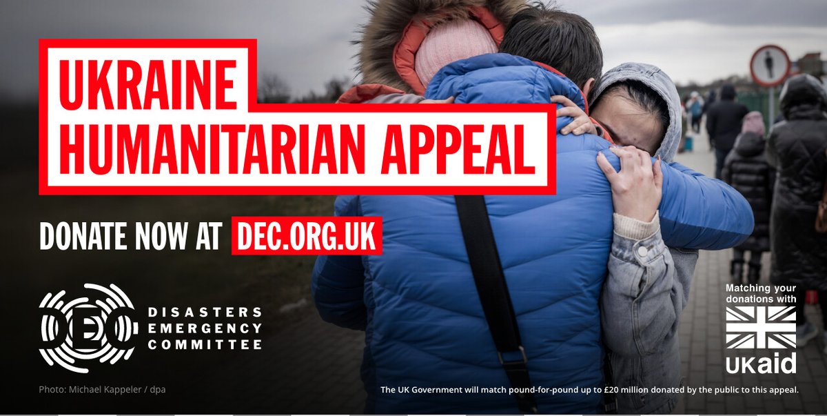 We have launched an urgent appeal to help those forced to flee their homes in Ukraine. 

Please help bring vital aid to those in need. #ukraineappeal 

Donate now: bit.ly/DECUkraineAppe…