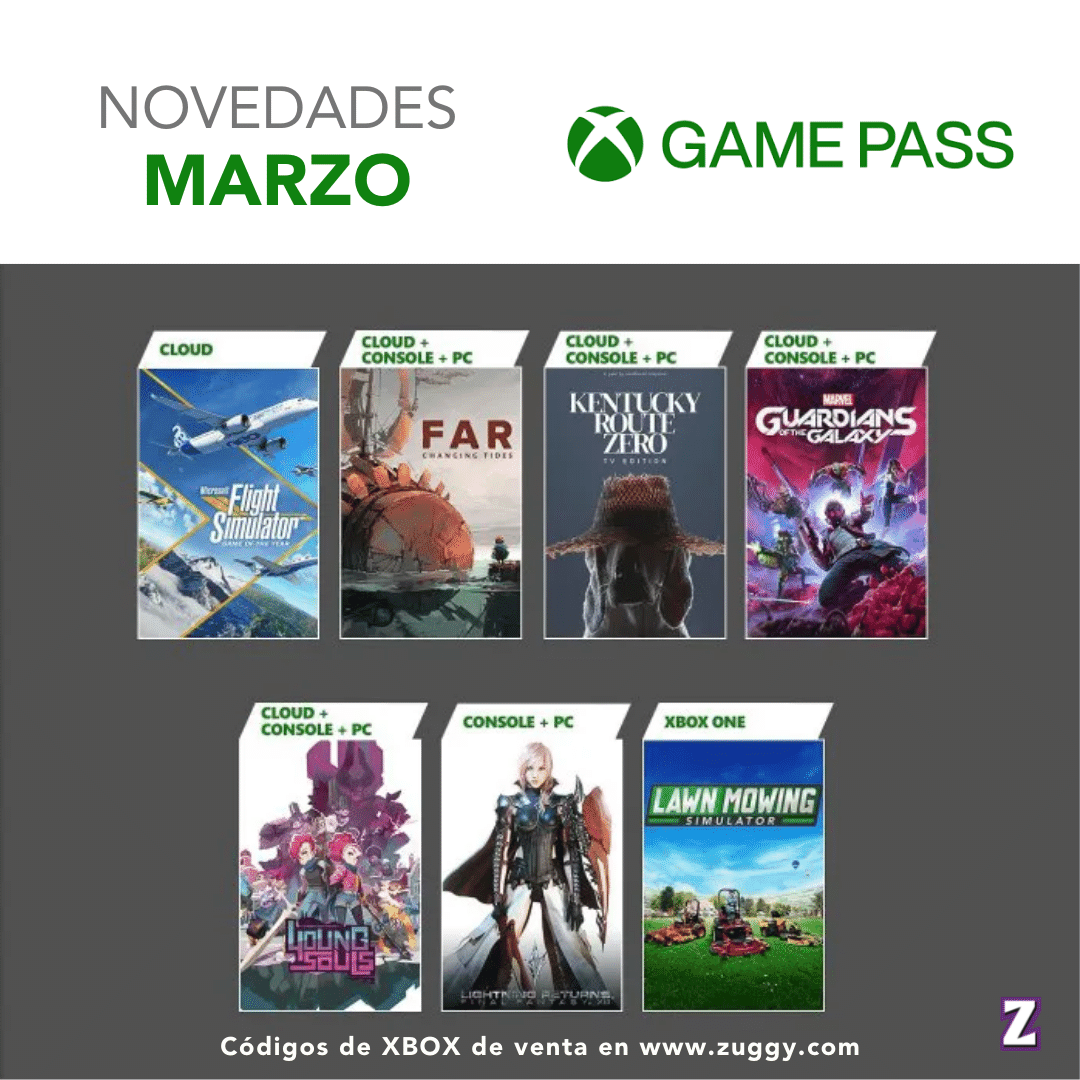 zuggymx's tweet photo. Novedades que Game Pass nos tiene para marzo, ¿ya tienes tu membresía?🎮
Recuerda que la puedes comprar en https://t.co/u5kKiYl2ii y app zuggy 📲

#zuggy #gamersmexico #gamepass #xbox https://t.co/ApAkaRtGav
